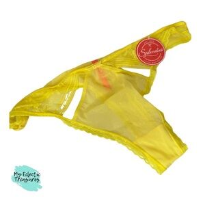 Splendies Yellow Lace Thong Panties Size 4X (See notes) NWT